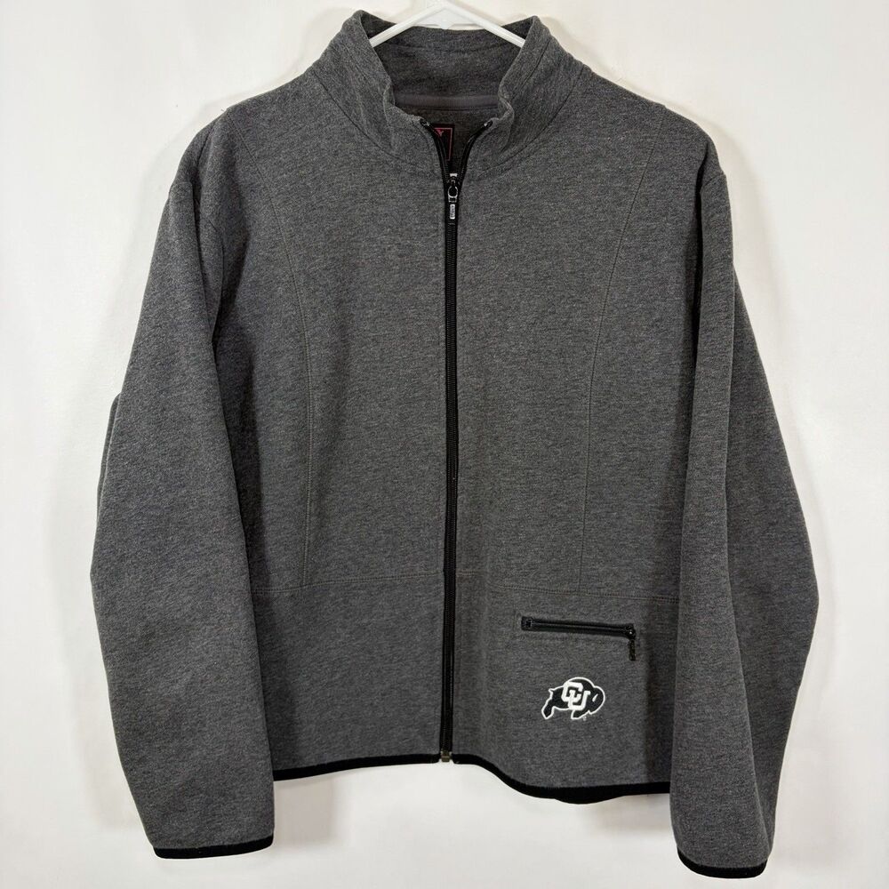 Colorado Buffaloes Gear For Sports Full Zip Sweatshirt Jacket Womens XL Gray VTG